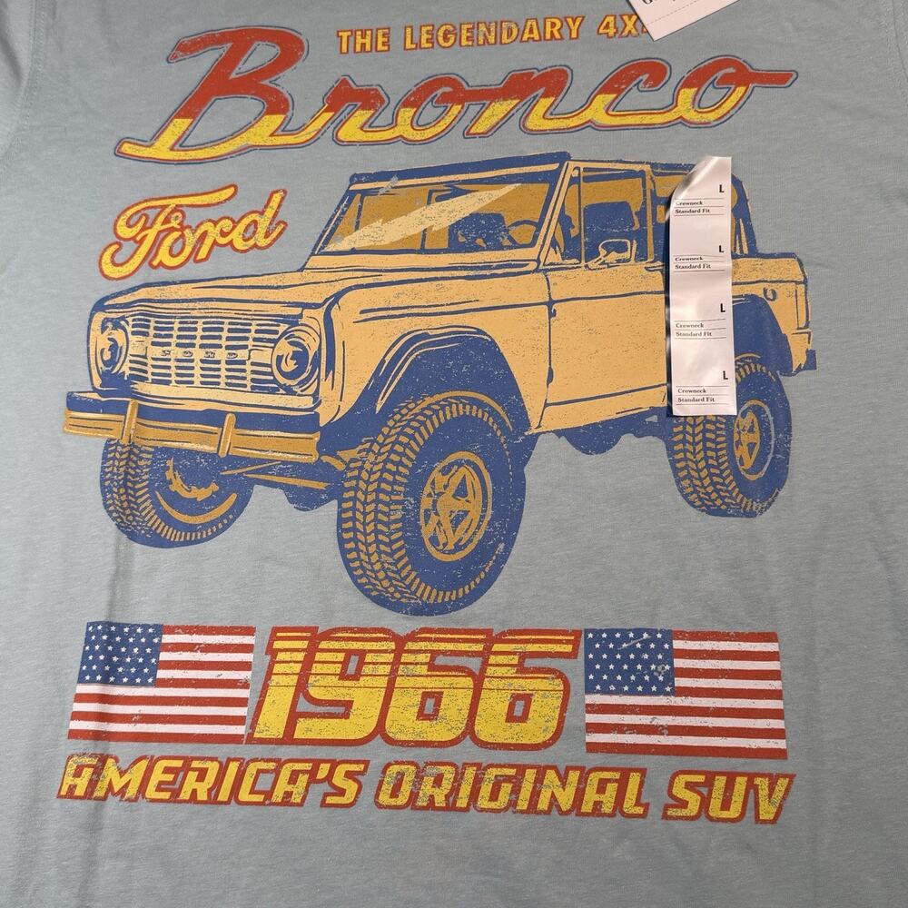 Licensed Ford Bronco Country Men's Graphic T-Shirt Size Large Light Blue